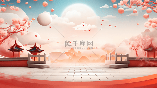 红色中国风唯美创意背景10