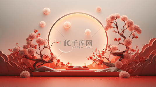圆框气球背景图片_红色中国风喜庆饰品背景3