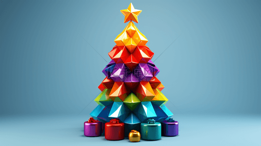 3d立体创意背景图片_3D立体创意圣诞树背景16