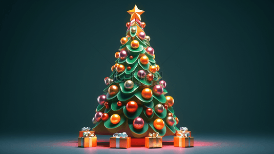 3D立体创意圣诞树背景11