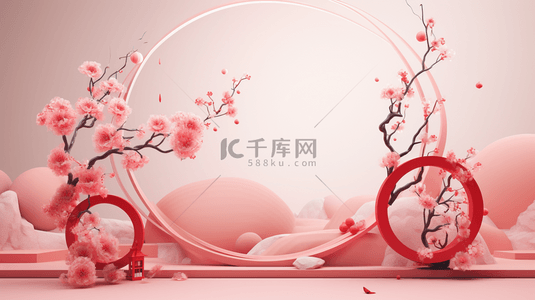 圆框气球背景图片_红色中国风喜庆饰品背景13