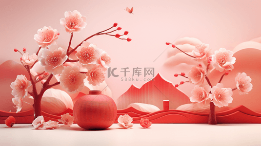 圆框气球背景图片_红色中国风喜庆饰品背景11