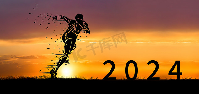 2024全年日历摄影照片_奔跑日出2024剪影人物奔跑摄影图配图