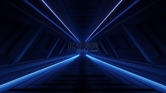 深蓝色灯光未来隧道背景17
