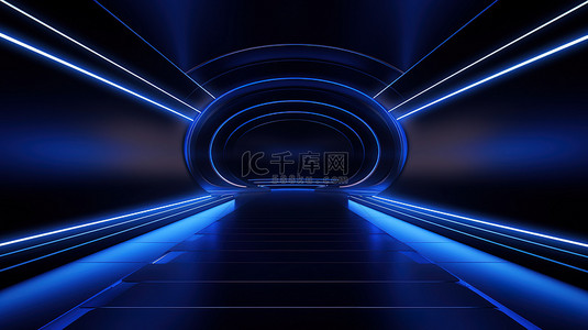 深蓝色科技背景图片_深蓝色灯光未来隧道背景13