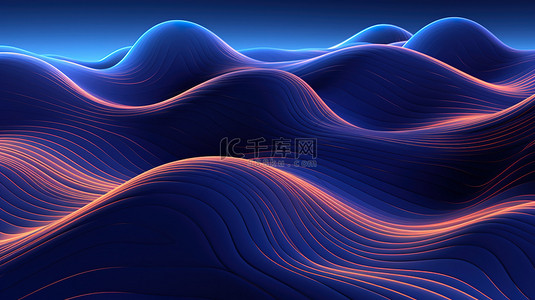 深蓝色科技背景图片_未来彩色波浪线条科技背景8