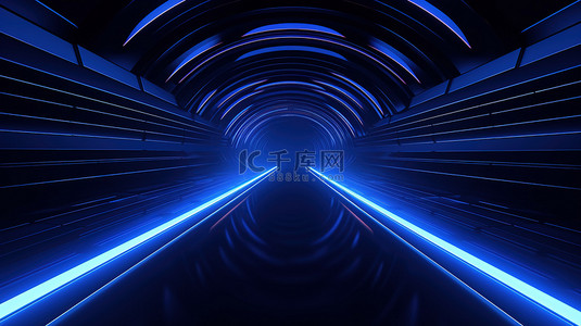 深蓝色灯光未来隧道背景9