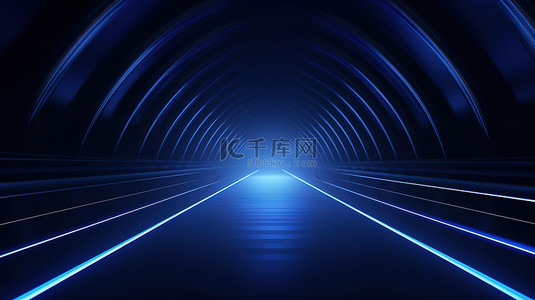 深蓝色灯光未来隧道背景20
