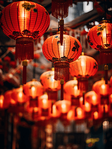新年春节中国年装饰的红灯笼