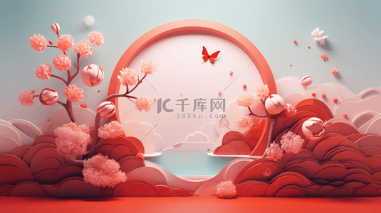 红色中国风边框创意背景10