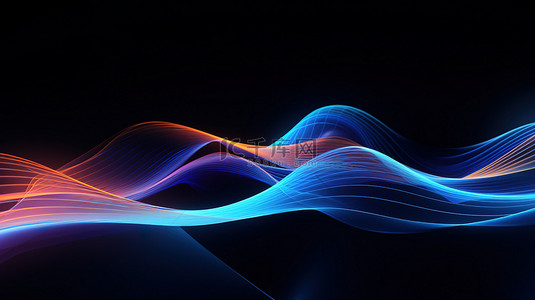 深蓝色科技背景图片_未来彩色波浪线条科技背景9