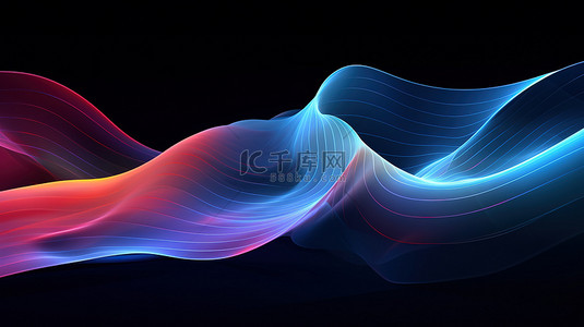 深蓝色科技背景图片_未来彩色波浪线条科技背景1