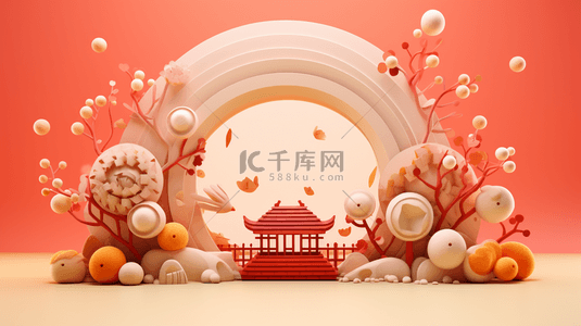 红色中国风边框创意背景7