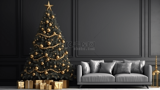 黑色系圣诞树商务创意背景4