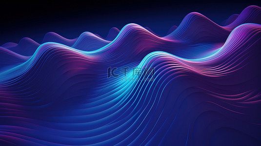 深蓝色科技背景图片_未来彩色波浪线条科技背景16