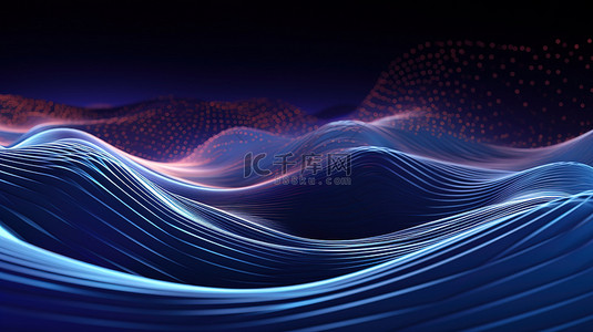 深蓝色科技背景图片_未来彩色波浪线条科技背景13