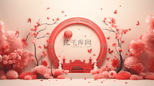 红色中国风边框创意背景145