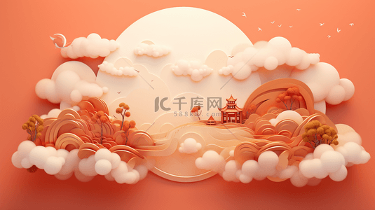 中国祥云边框背景图片_红色中国风边框创意背景21