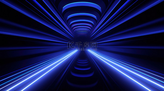 深蓝色科技背景图片_深蓝色灯光未来隧道背景11