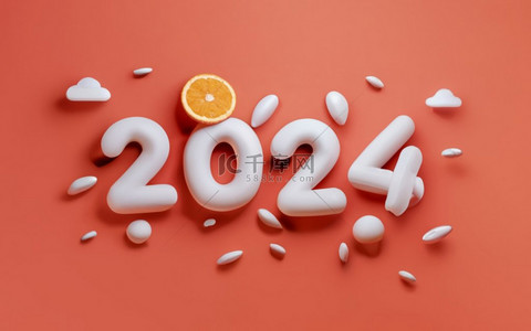 可爱新年背景图片_卡通可爱数字2024简约2024背景19