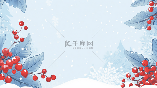 冬季装饰红果雪景背景31