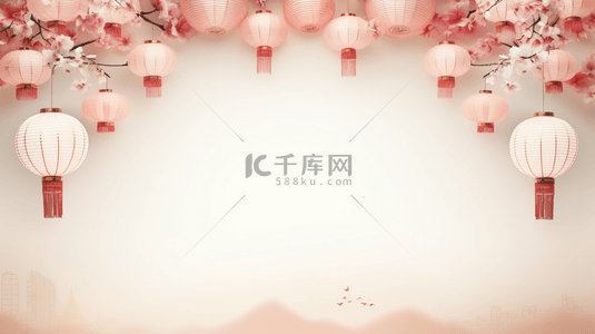 粉色春节灯笼装饰背景2