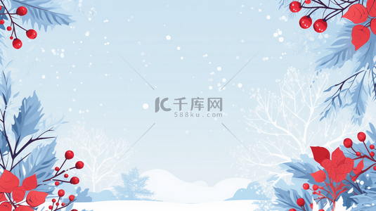 冬天背景图片_冬季装饰红果雪景背景12