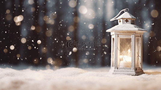 冬季背景图片_冬季雪地里的路灯背景15