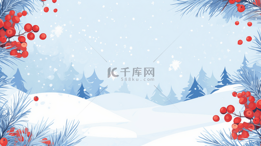 冬天背景图片_冬季装饰红果雪景背景30