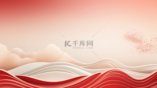 中国风山水红色背景图片_红色中国风山水简约背景3