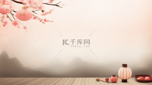 新年快乐背景图片_粉色春节灯笼装饰背景26