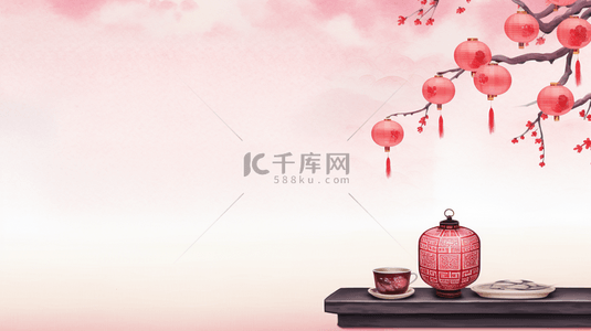 新年快乐背景图片_粉色春节灯笼装饰背景29