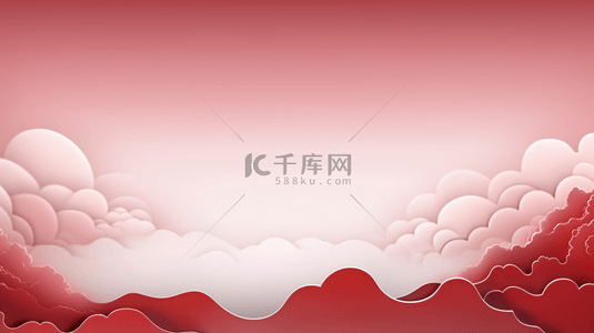 红色中国风山水简约背景18