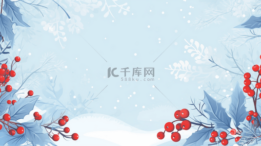 冬天背景图片_冬季装饰红果雪景背景23