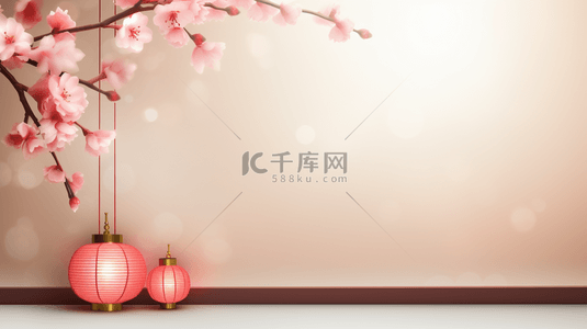 新年快乐背景图片_粉色春节灯笼装饰背景17
