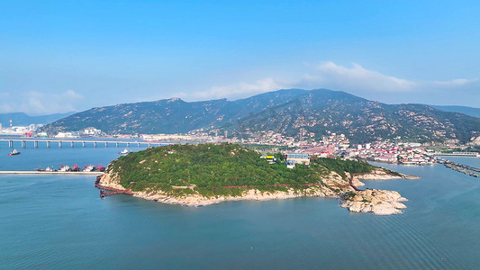 航拍连云港旅游景区羊山岛海岛风景