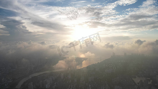 世纪大桥摄影照片_海南海口日落黄昏火烧云32