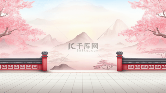 中茶壶背景图片_中国风山水风景唯美创意背景15