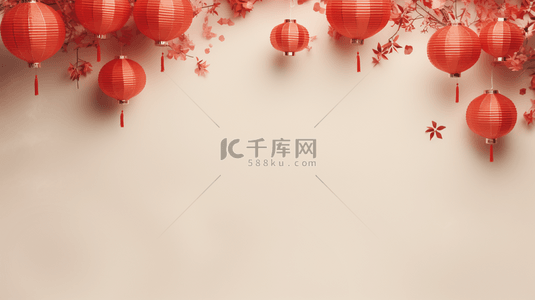 中国风新年灯笼喜庆花纹新年通用背景6