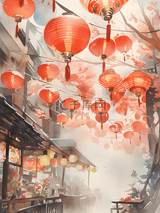 中国风水背景图片_中国风水彩灯笼节日街道