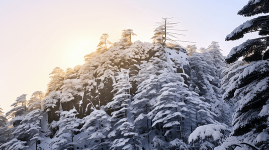 冬季山林摄影照片_冬日冰雪覆盖的山林树木