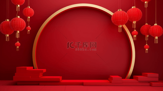 中国风新年灯笼喜庆花纹新年通用背景14