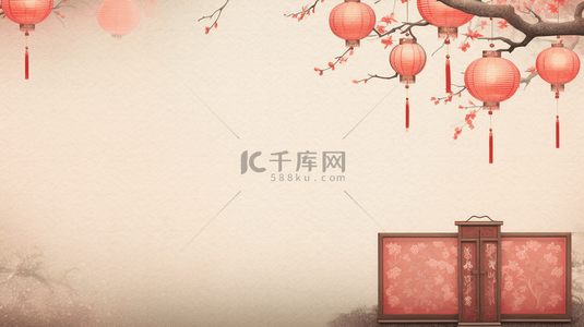 中国古典红色背景图片_中国风灯笼简约背景14