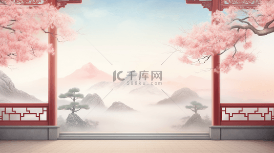 中国风山水风景唯美创意背景22