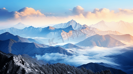 山峰景色摄影照片_辽阔壮丽的雪山美景