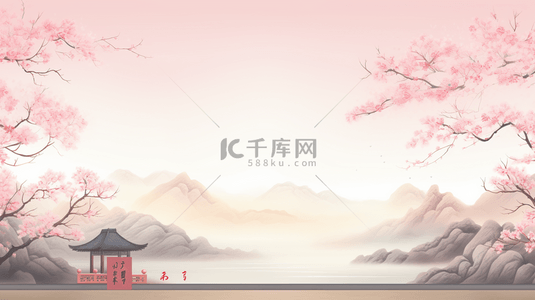 创意树枝背景图片_中国风山水风景唯美创意背景4