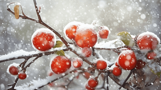 霜果实摄影照片_冬季上霜的浆果果实