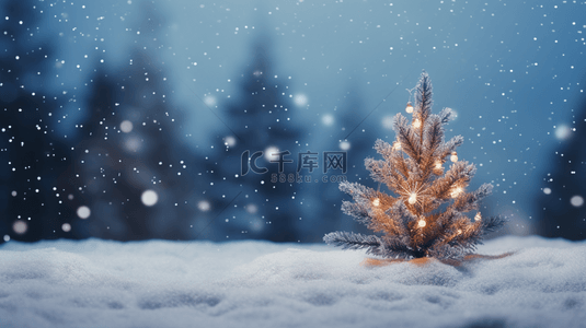 雪地上的圣诞树背景19