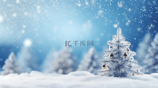 圣诞雪地圣诞树背景图片_雪地上的圣诞树背景18