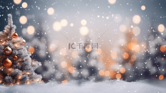 冬季下雪背景图片_雪地上的圣诞树背景10